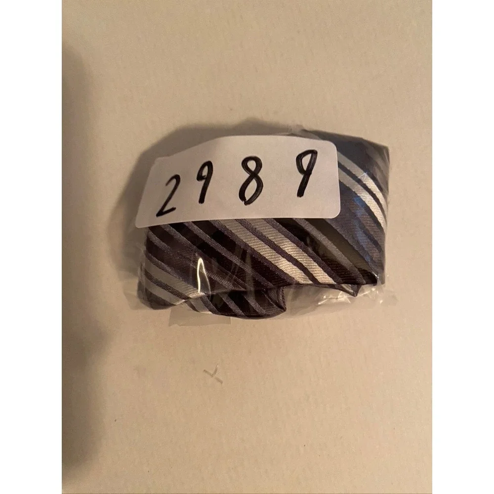 The Childrens Place Boys Grey Black White Striped Necktie Size 4-7 Formal Tie